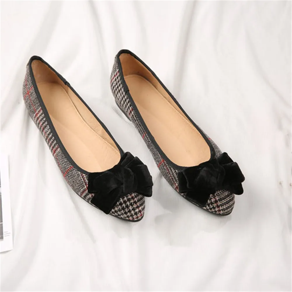 New Arrivals Women Shoes Black  Velvet Bow Design Comfortable Dress Lady Shoes Ballet Flats Walking Style  Women Shoes