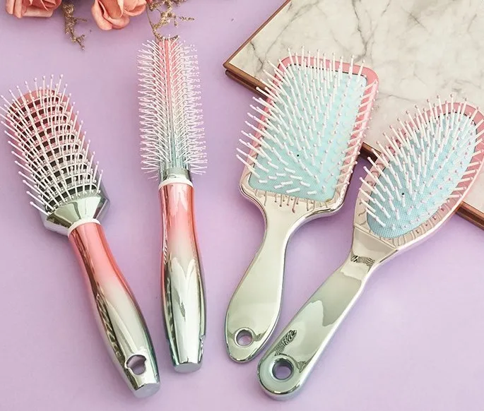 Yaeshii Cash Commodity Holographic Electroplating Salon Barber Dedicated Hair Combs And Brushes Rainbow Combs