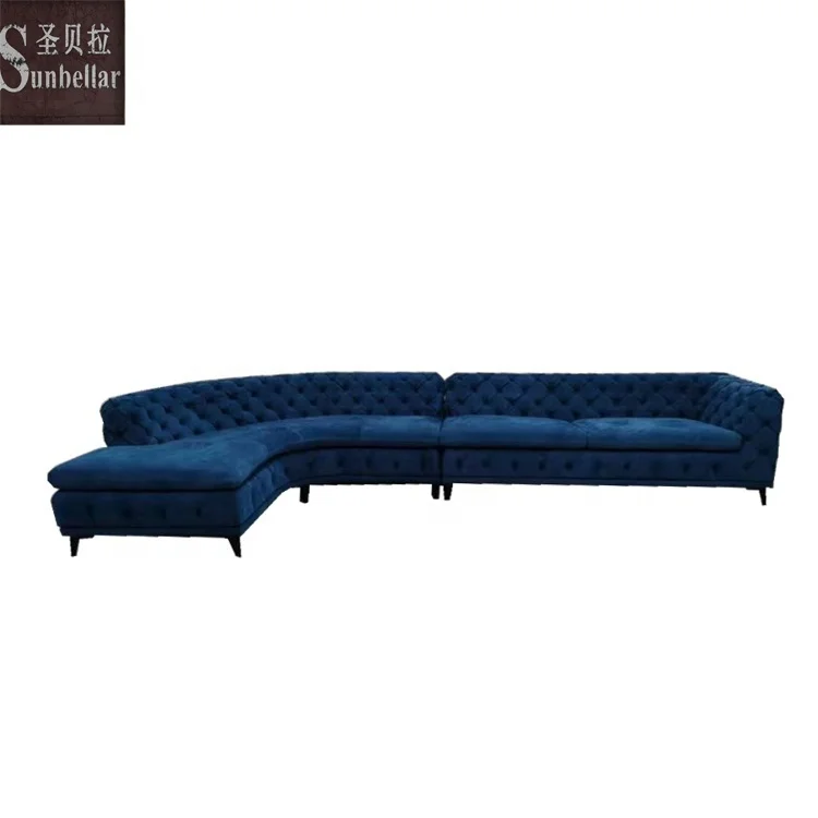 living room sofa set furniture modern blue velvet chesterfield sofa hot sale oversize corner sectional sofas