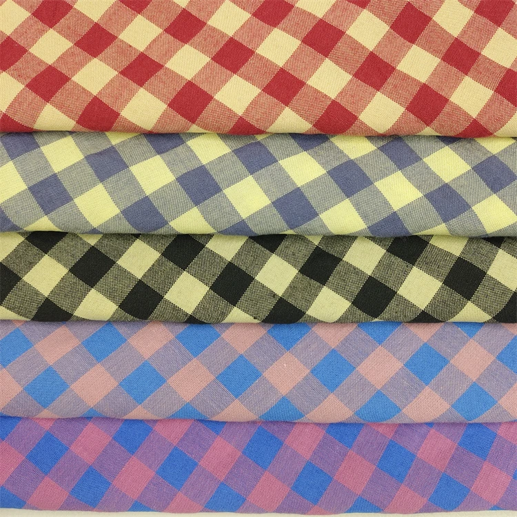 wholesale tartan dresses gingham uniform check fabric grid shirt blend poly cotton mixed yarn dyed shirt plaid fabric for man