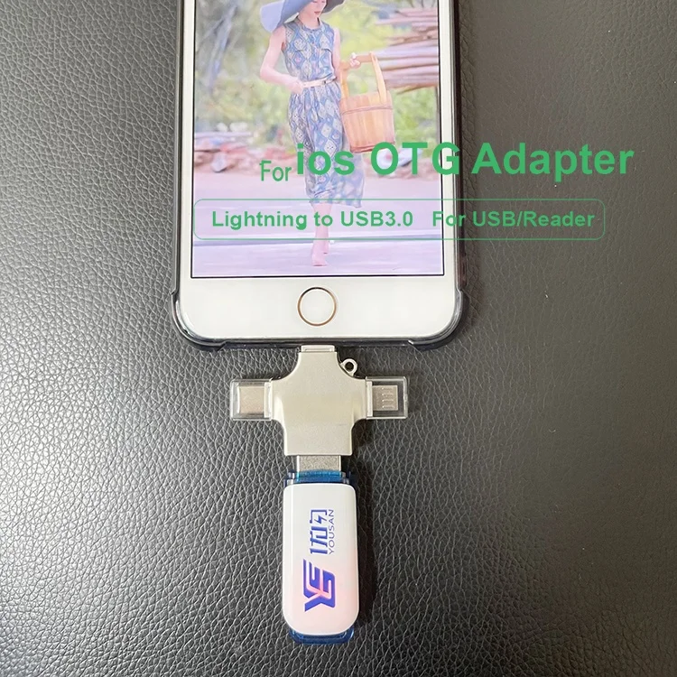 For ios/micro USB/Type C Adapter Lighting to USB3.0 Reader All in One Cardreader Not App Need 3 in one OTG Converter