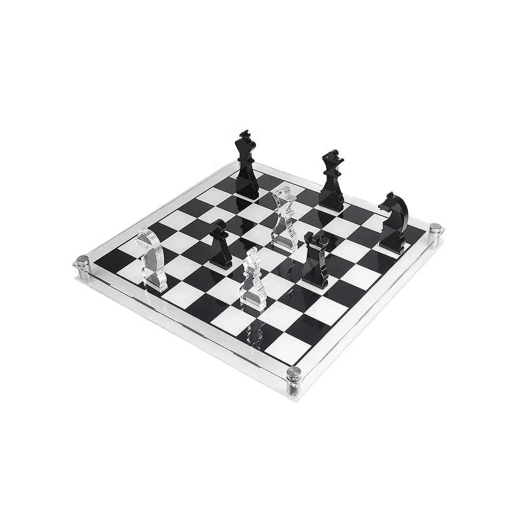 Modern Acrylic Chess Board Game with Stainless Bolts