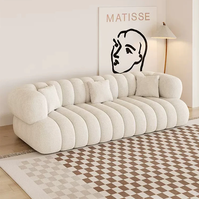 Modern white 3 seaters office furniture velvet curved sofa