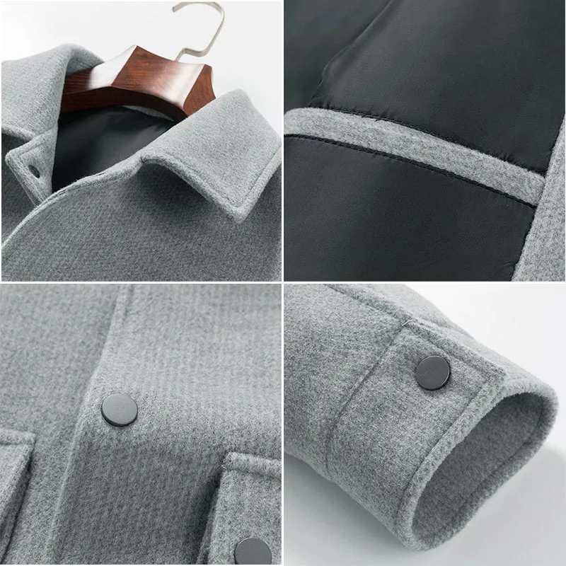 Workwear Woolen Jacket for Men  Autumn/Winter Large Pocket Woolen Coat  Wholesale Customized Short Woolen Tops
