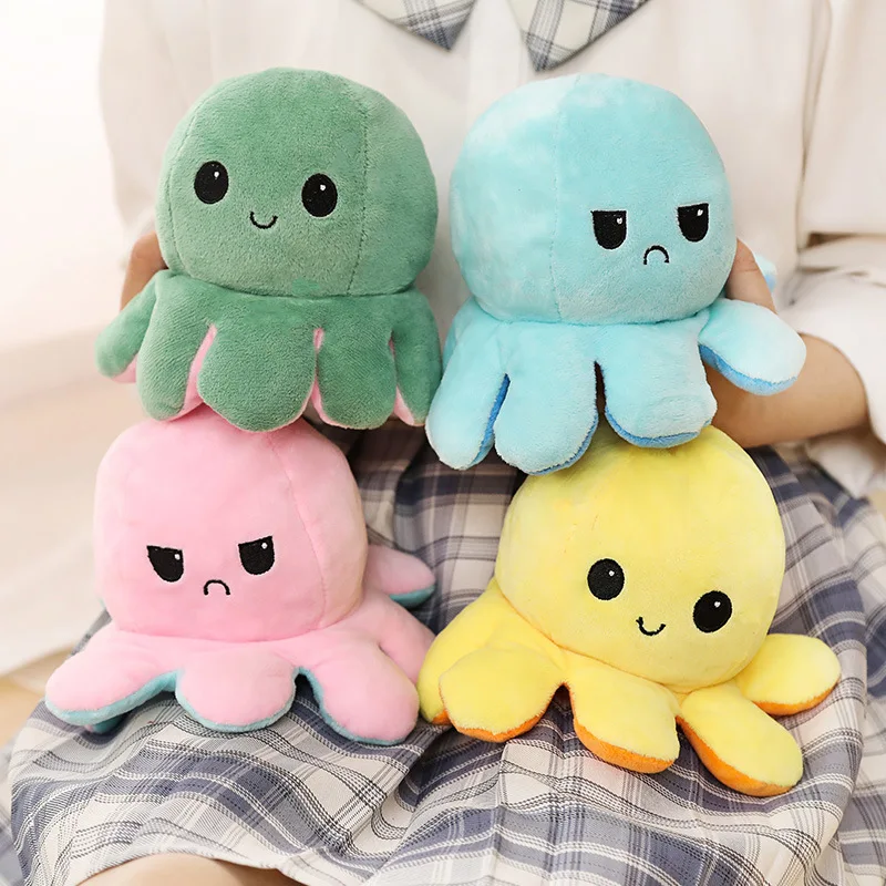 Custom Decompression Cartoon Octopus Design Plush Reversible Toys Unicorn Reversible Cat Plushie