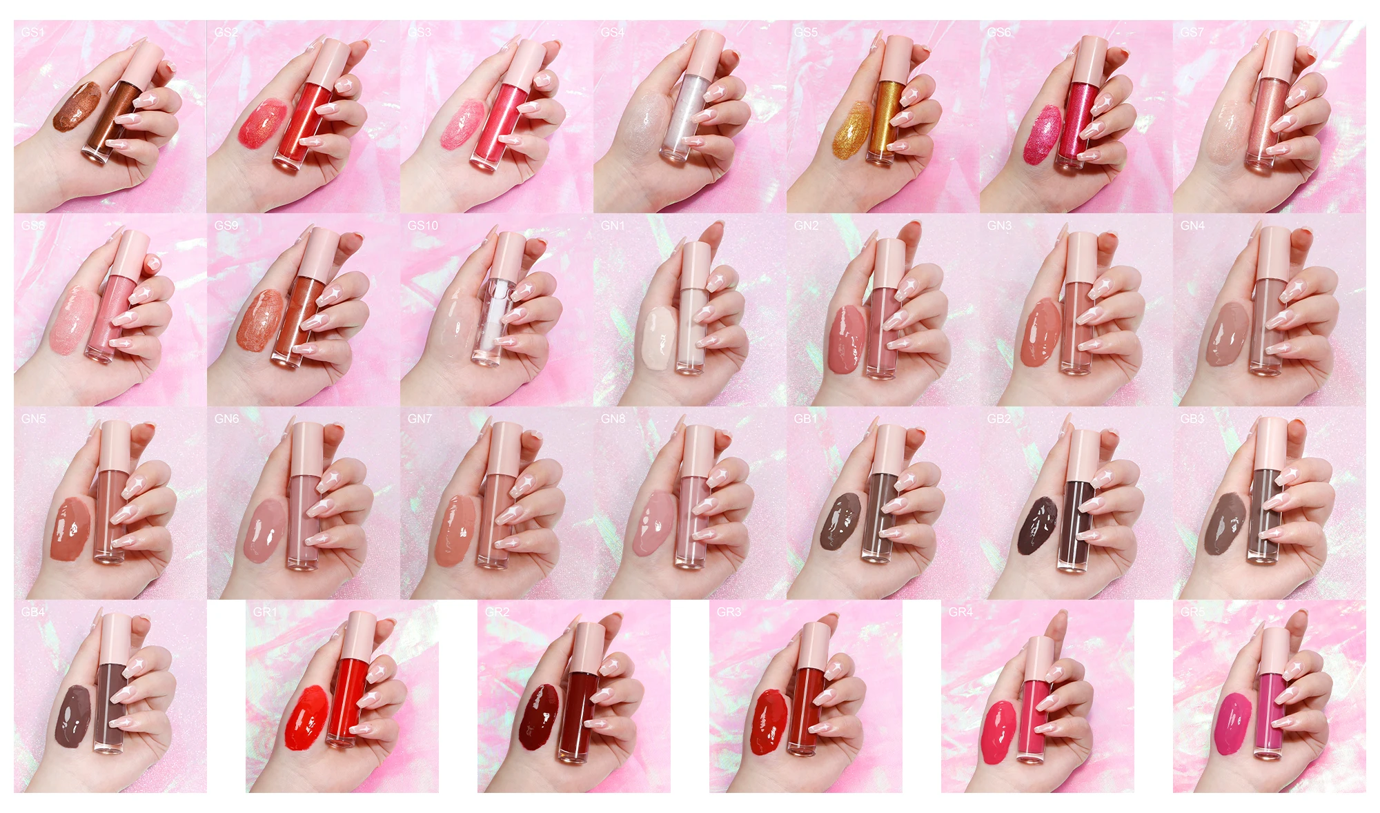 Wholesale Glitter Clear Lip Gloss Vendor Custom Private Label Nude High Shimmer Jojoba Oil Cruelty Free  Lip Gloss