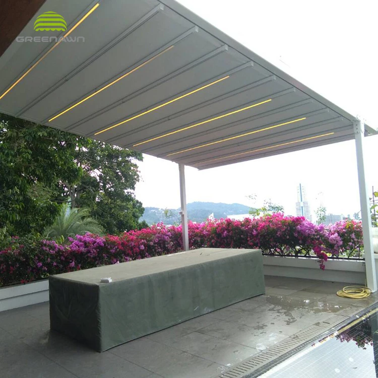 Aluminum Folding Gazebo Outdoor Retractable Roof Pergola Electric Aluminum Pvc Pergola