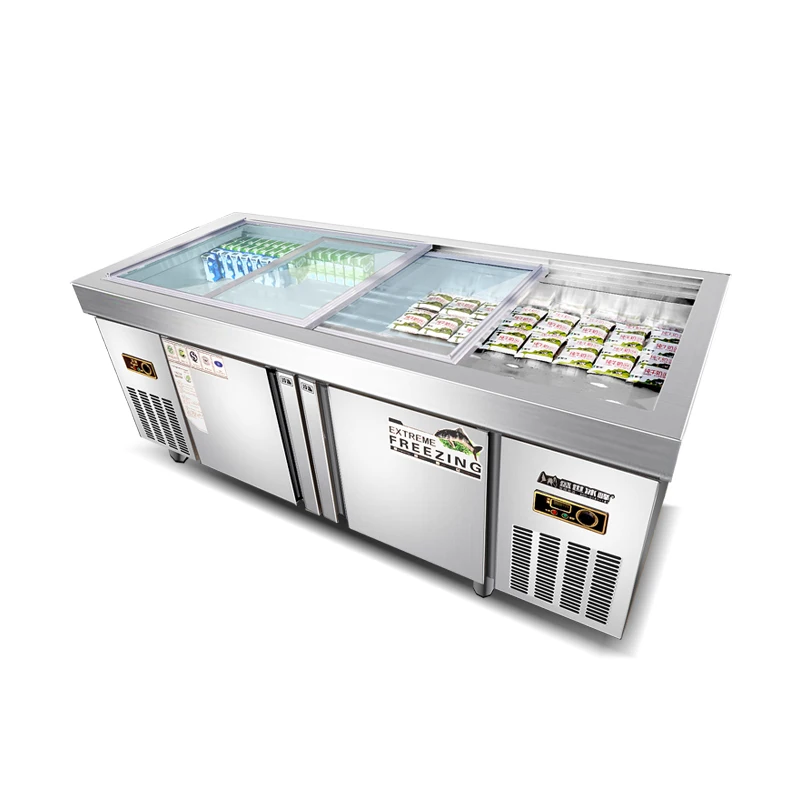 2020 Commercial countertop display refrigerator Counter top stainless steel pizza workbench chiller