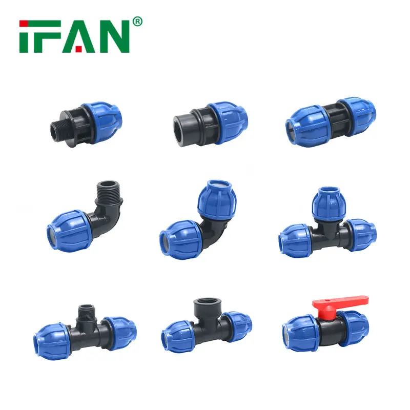 IFAN Manufacturer Poly Plumbing Fittings 16 mm Elbow Socket Union Irrigation Pipe HDPE Fittings