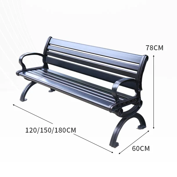 Modern public aluminum steel wooden park bench for church steel design garden custom solid wood sitting metal outdoor bench