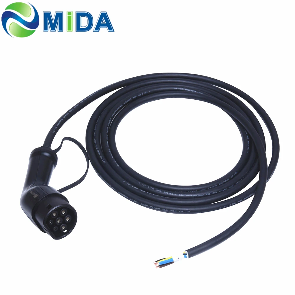 Car Charger 5Meter 32A Type 2 Plug IEC 62196 Type 2 EV Fast Plug Straight Cable EV Charging Station