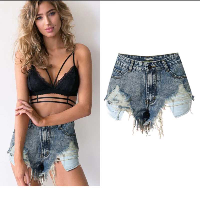 Wild Newest Fashion Jeans Shorts Women Patch Holes Women Demin Shorts