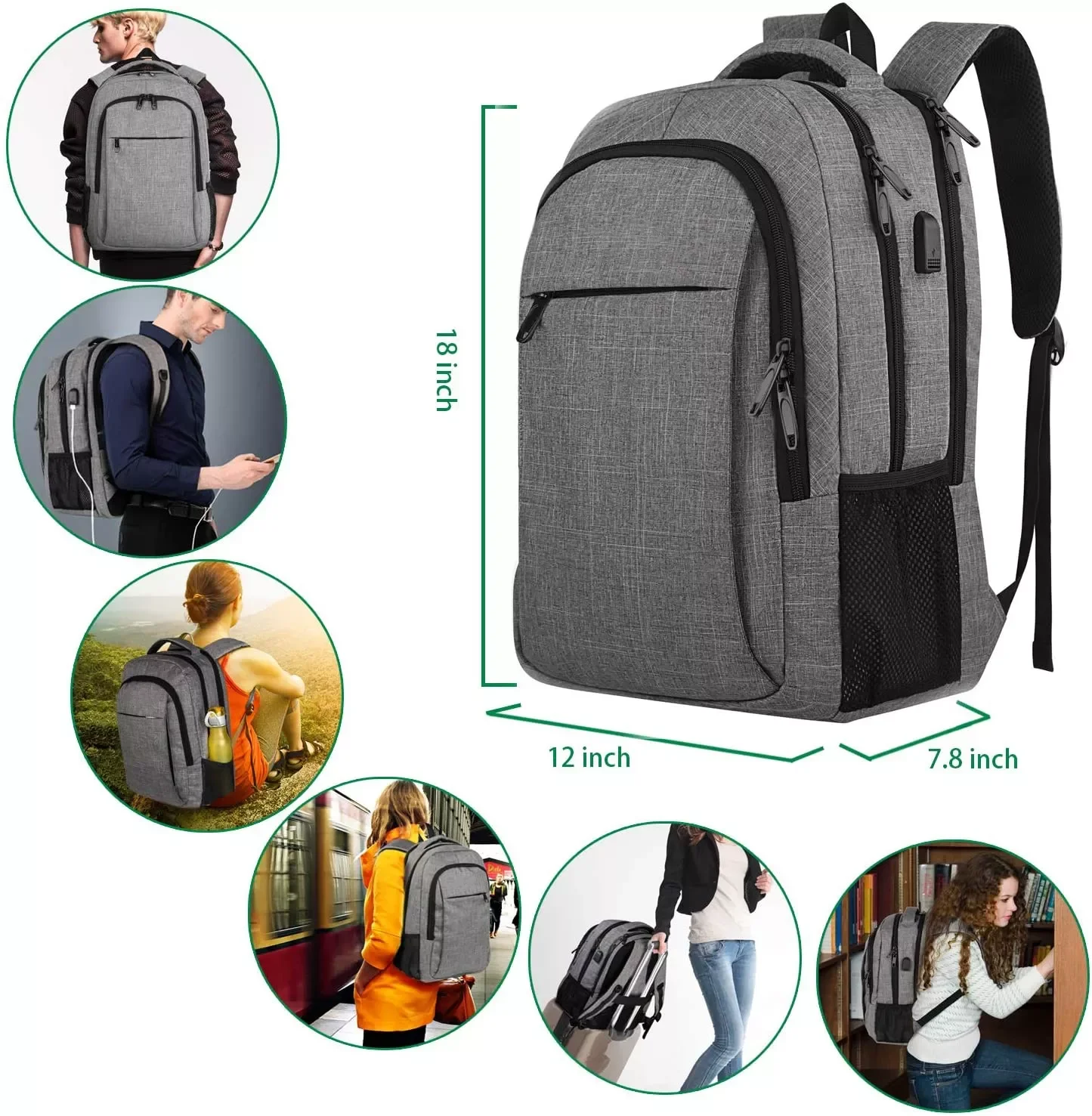 15.6 Inch Anti Theft Durable Water Resistant College School Business Computer Bag Travel Laptop Backpack Laptop bag