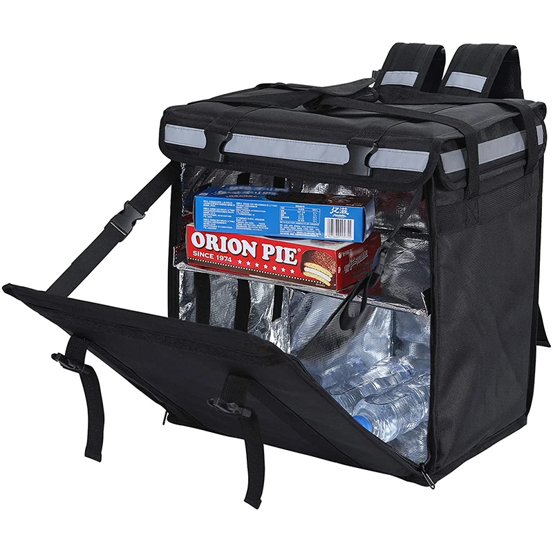 Custom Large Commercial Quality 1680D Aluminium Cooler Backpacks Reflective Thermal Bag Insulated Pizza Food Delivery Backpack