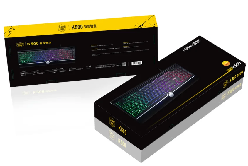 Wholesale cheap office keyboard  high quality 104 keys  LED keys mute wired keyboard custom LOGO high-end office keyboard