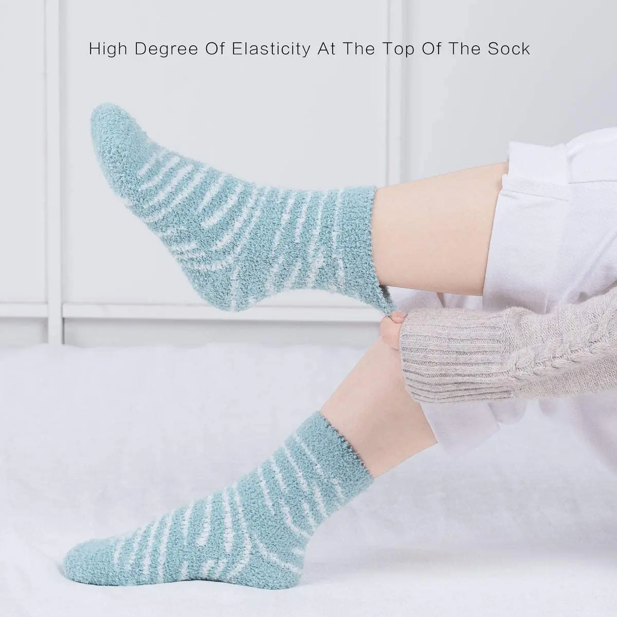 Женские дизайнерские мягкие теплые зимние носки Easycosy из кораллового флиса с узором в виде зебры толстые женские для пола