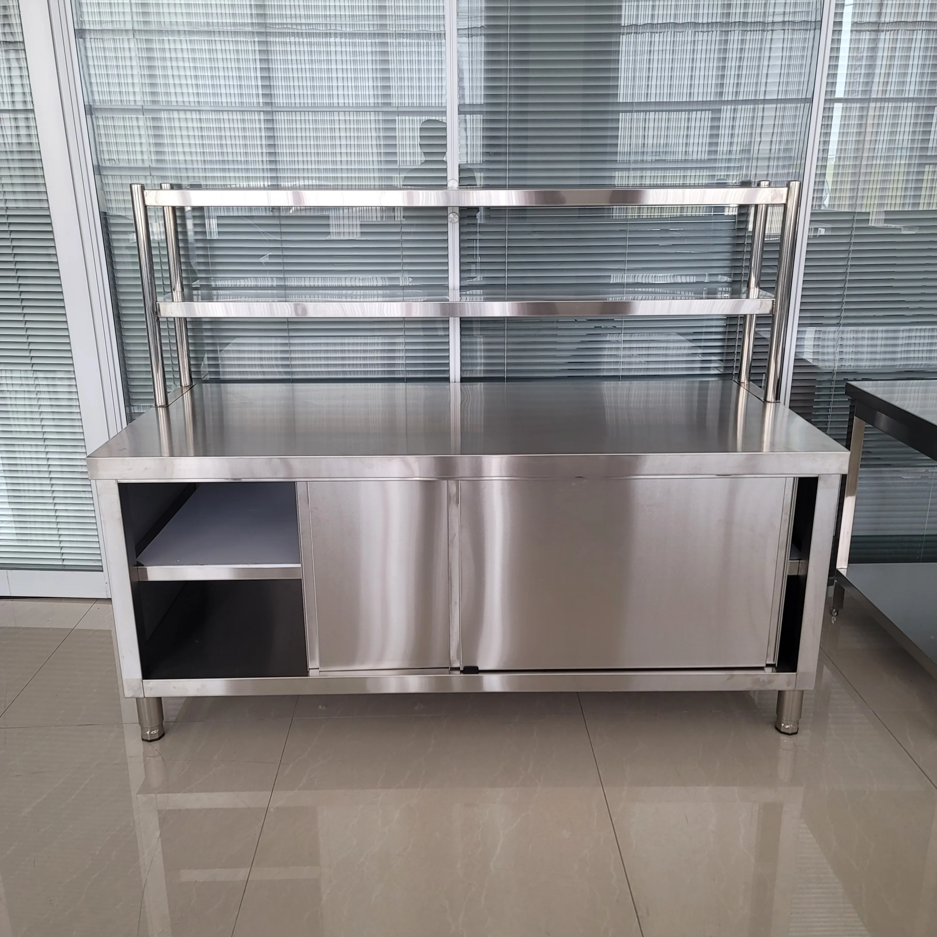 180x80x85cm Top SUS304 wholesale commercial restaurant kitchen stainless steel work table storage cabinets