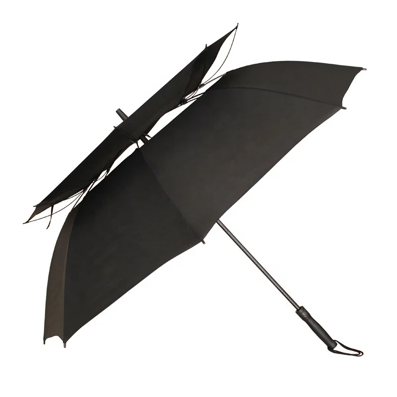 30 Inch Promot Air Straight Golf Umbrella Double Canopy Windproof With  Logo Prints