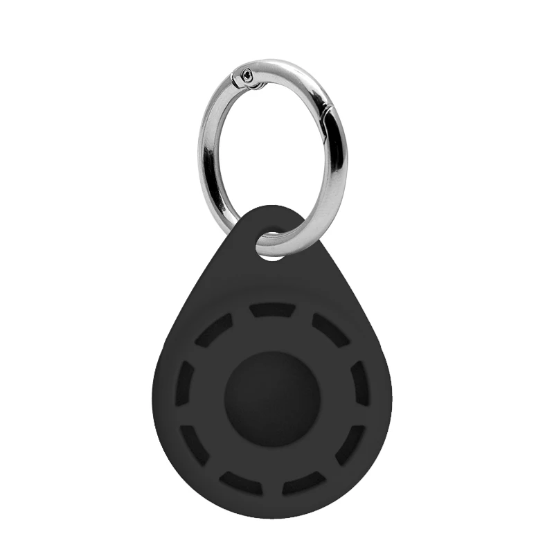 
high quality one side faces and hollow pattern airtag silicone case with key ring for airtag 