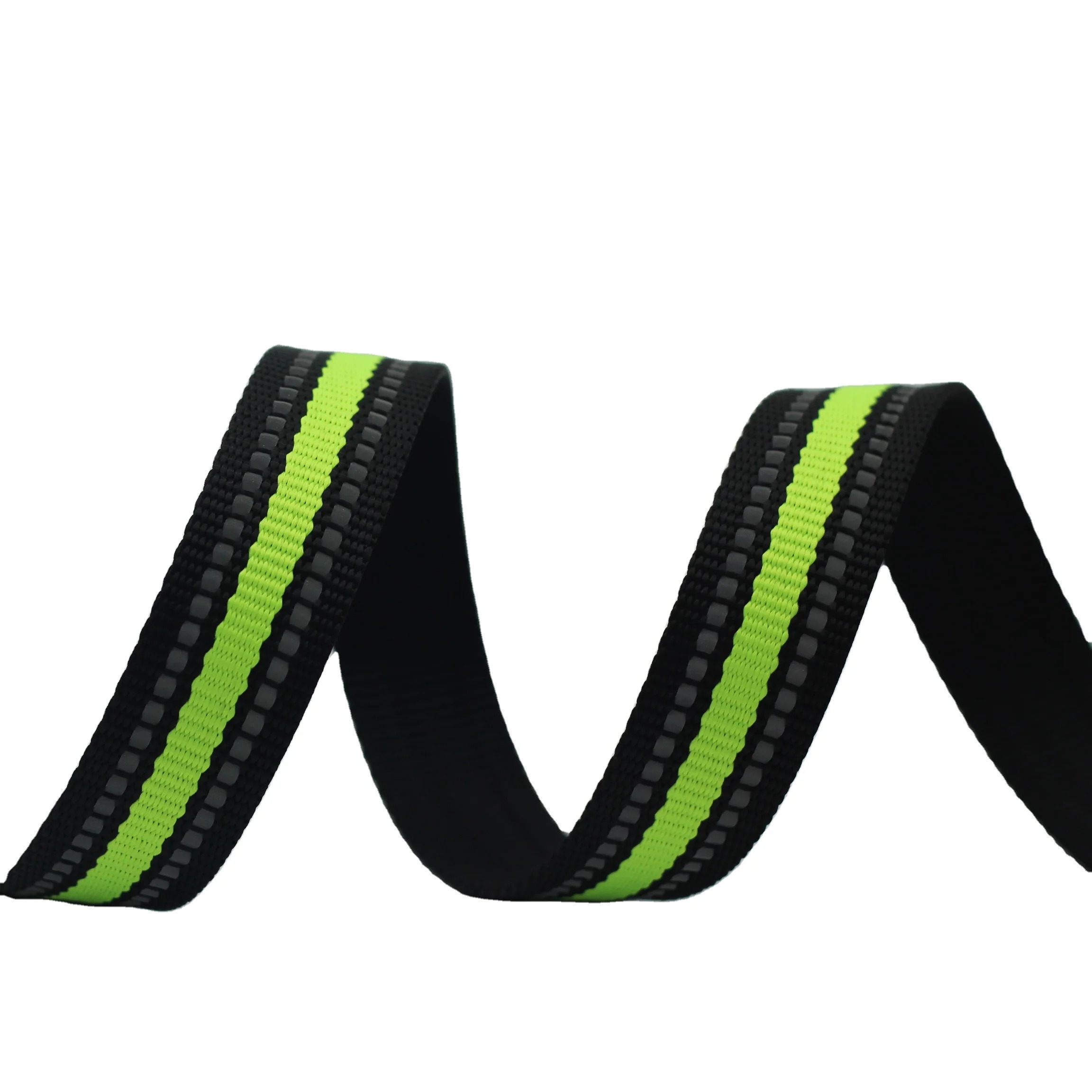 Factory Wholesale Popular 25mm Woven polyester Webbing Two Light Reflective Ribbons Pet vest Reflective webbing