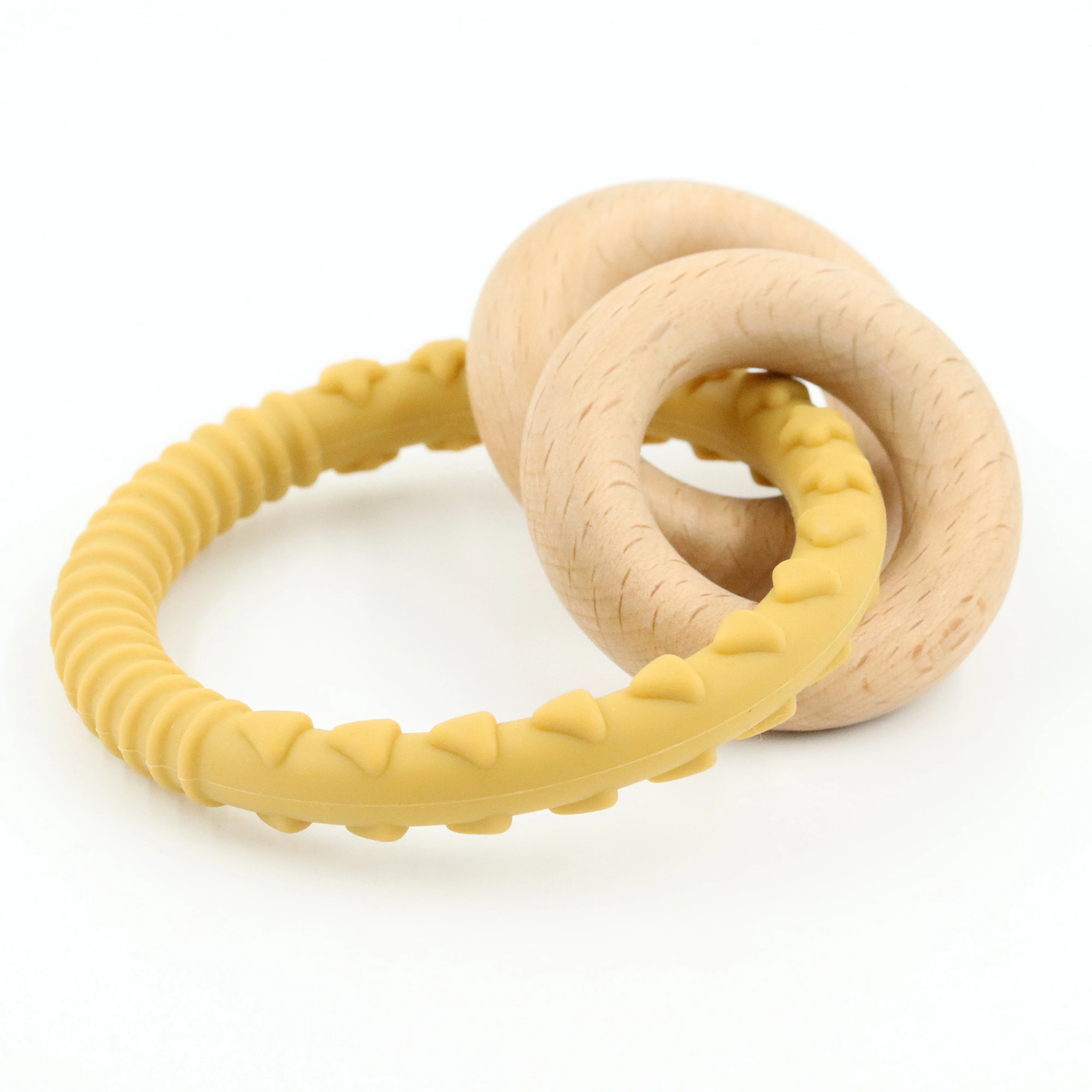 Натуральное большое деревянное кольцо, детская погремушка, экологически чистое Силиконовое детское кольцо-прорезыватель, погремушка