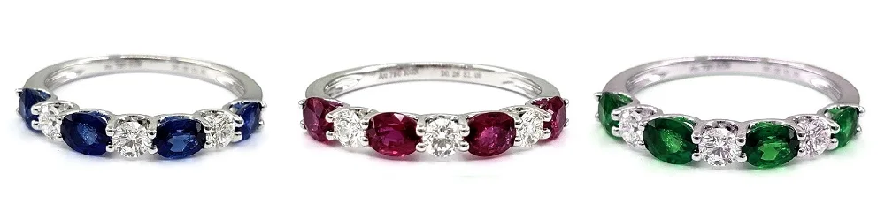 High End Ruby Jewelry 18kSolid Gold Natural Full Diamond Rings Two-Tone Lady Ring Family Wedding Rings Band for Ruby Jewelry