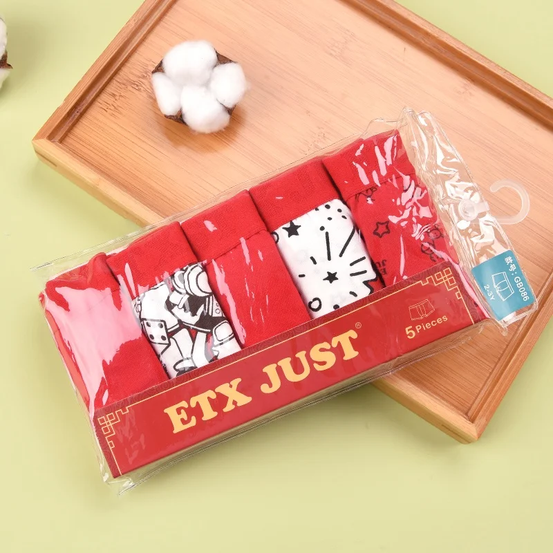 Russian teen boy seamless underwear red kids boxers briefs