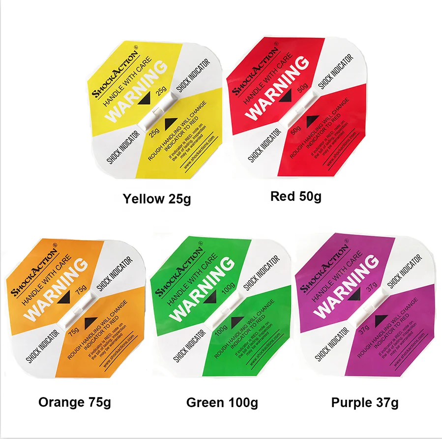 Shockaction Packaging Impact Label Shock Indicator - Different Sensitivities Available