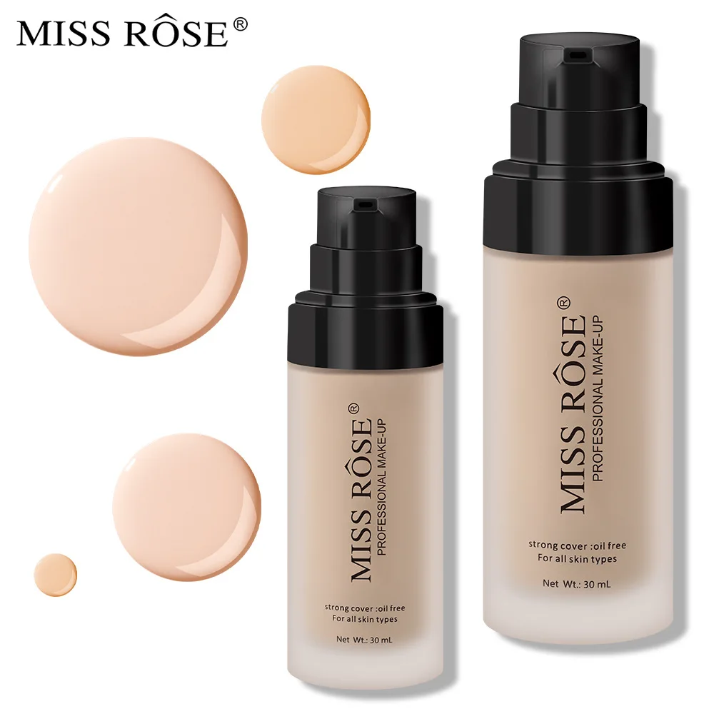 MISS ROSE 30ml Matte Liquid Foundation Maquiagem perfect Makeup Foundation Waterproof Maquillaje private label liquid foundation
