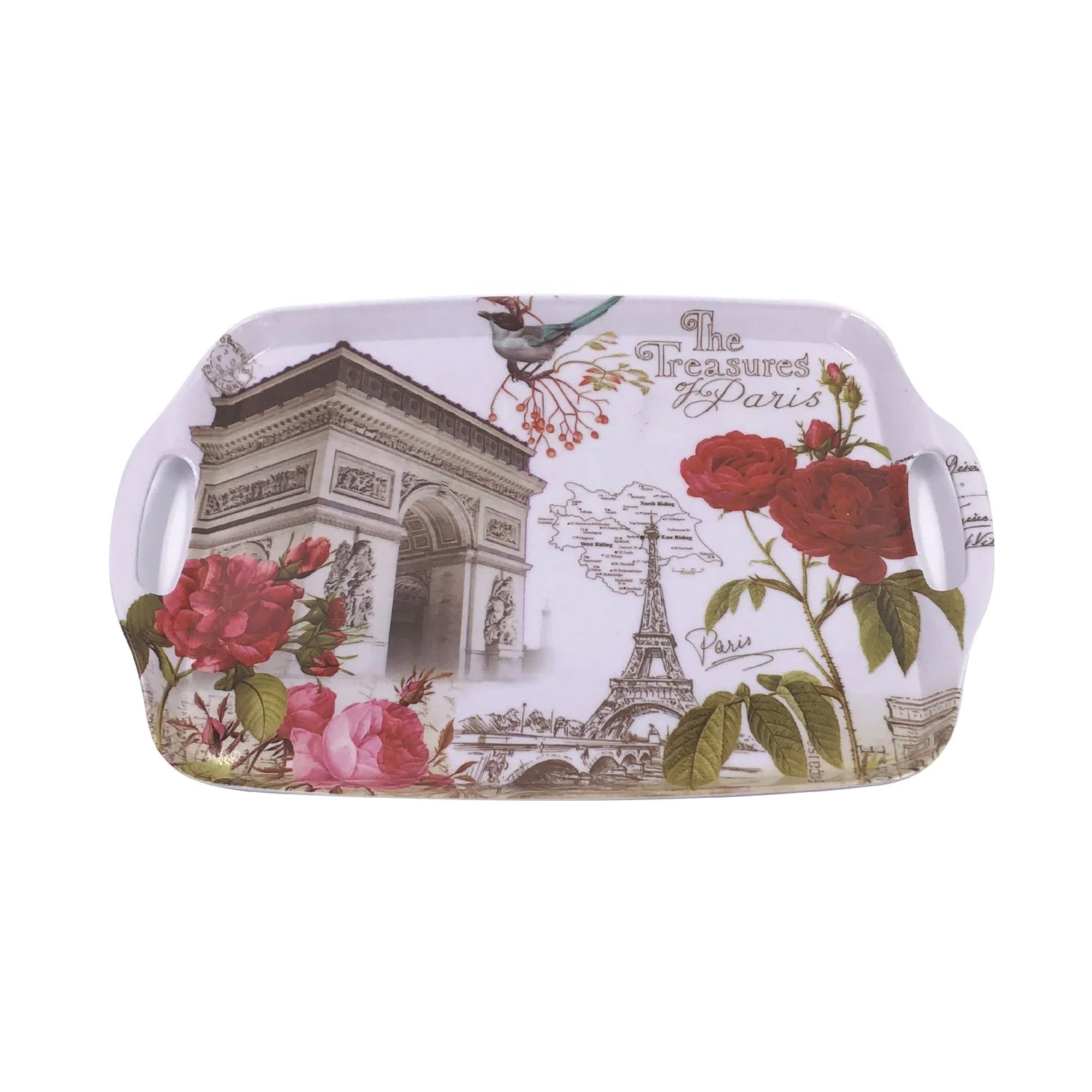 
Экологически чистый дешевый пластиковый лоток для сэндвичей из меламина с принтом роз 