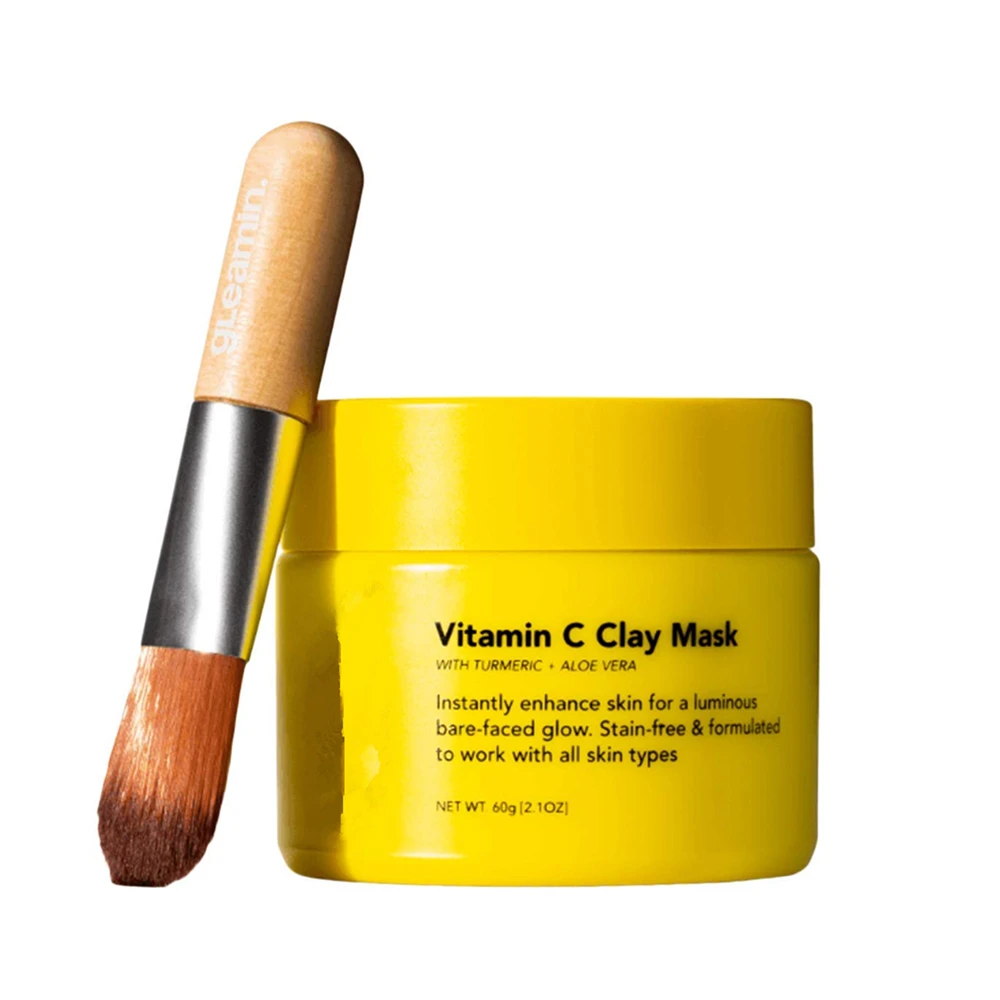 Private Label Gleamin Turmeric Vitamin C Clay Mask & Mask Brush