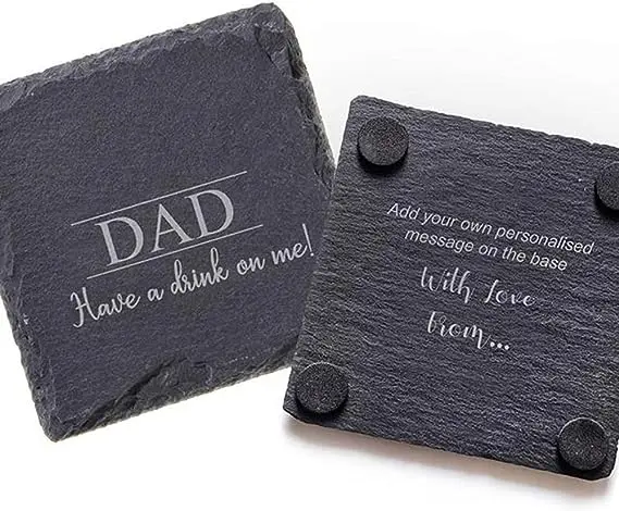 Stone coasters bulk, black 4 inches beverage coasters square slate coasters, heat insulation non-slip table mats
