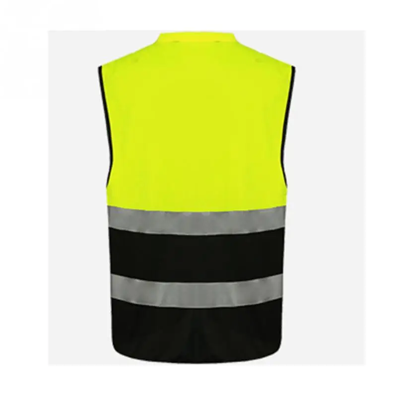 Multi Function Traffic Security Safety Vest Custom Safety Vest High Visibility Green 100% Polyester Reflective Vest