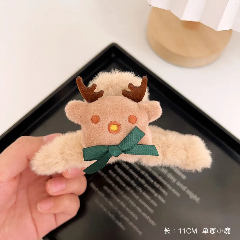 Dowell Christmas Fluffy Autumn And Winter Handmade Wool Crochet Hair Clip