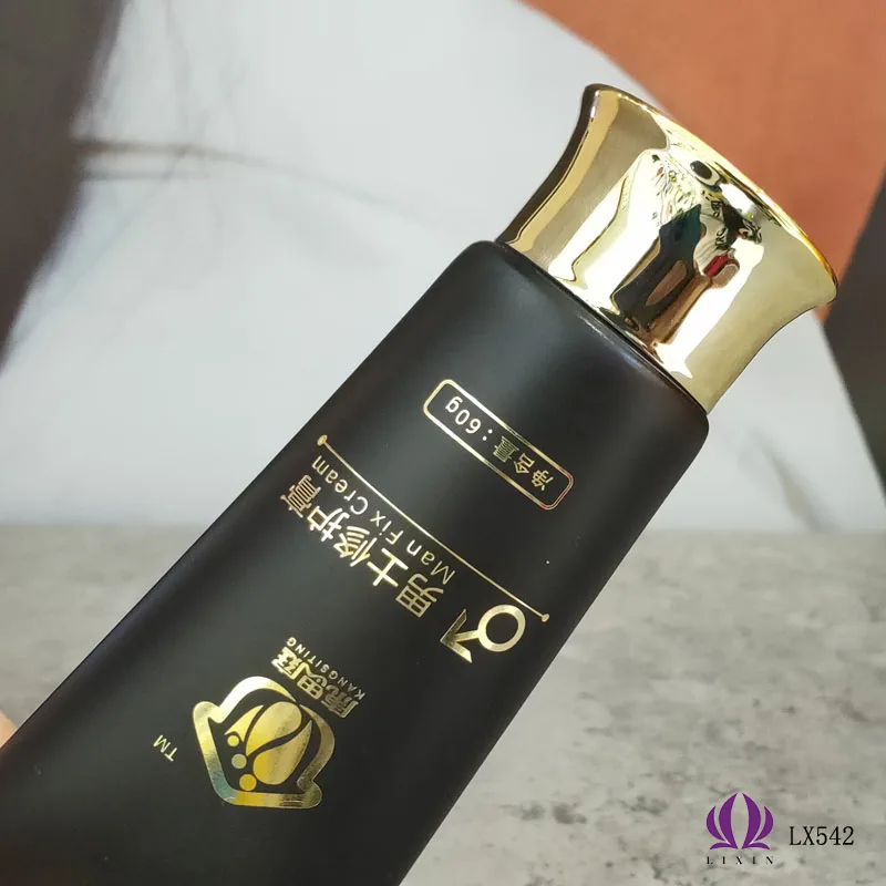 LiXin free sample 100ml black matte plastic tube hot stamping cosmetic tube packaging for face washing
