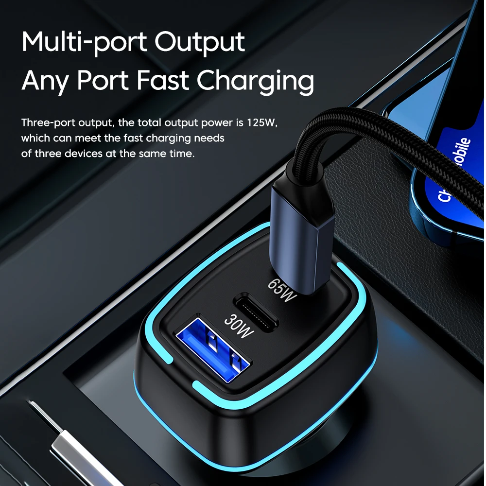 Toocki High Efficiency 130W car charger the palm-sized body makes it easy to carry and store