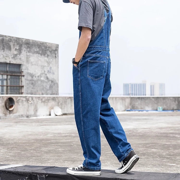 Casual Hip Hop Denim Jumpsuit Casual Loose Trousers High Street Baggy Jeans Overalls for Men