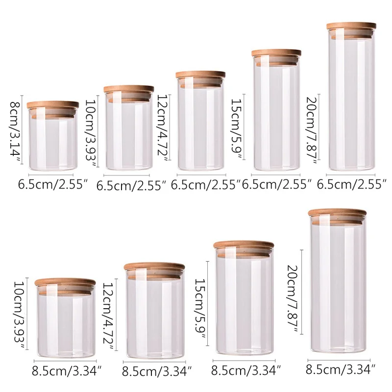 Cheap Customize Borosilicate Glass Container Kitchen Storage Glass Jars Set for Spice Container Bottles With Bamboo Lid