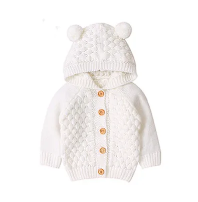 
Christmas gifts baby Girls Boys hooded sweater coat Solid Knitted Clothes 