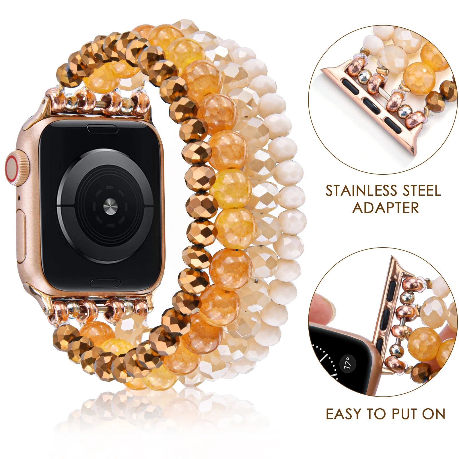 Wholesale Alloy  Elegant watch Strap Black Agate Jewelry Watch Strap Suitable For Watch 1/2/3/4/5/6/7