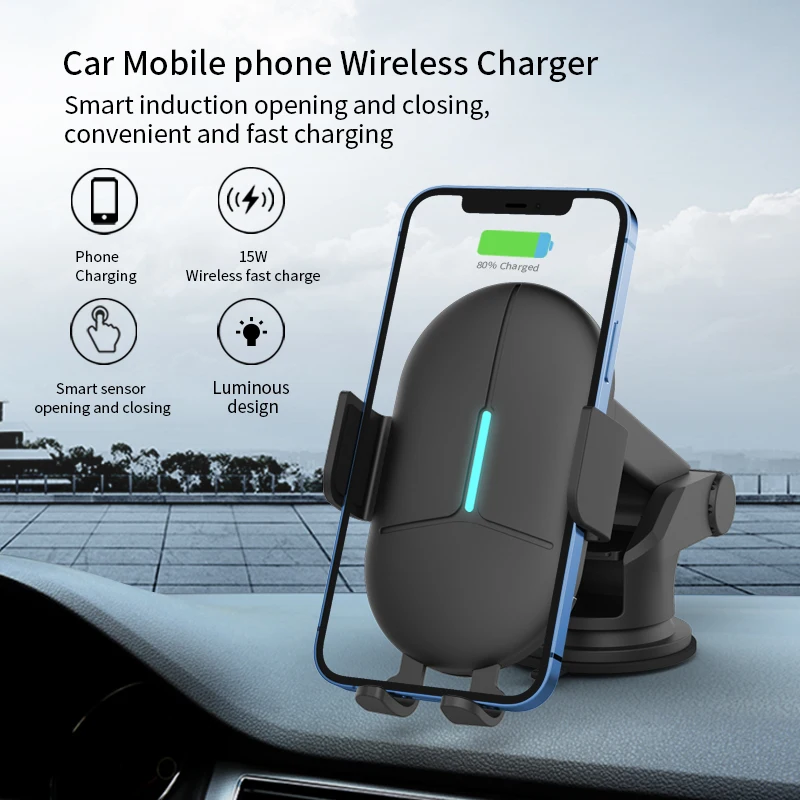 x468 Fast charging Smart sensor car charger Magnetic car mobile phone holder mount Automatic infrared car wireless Charger