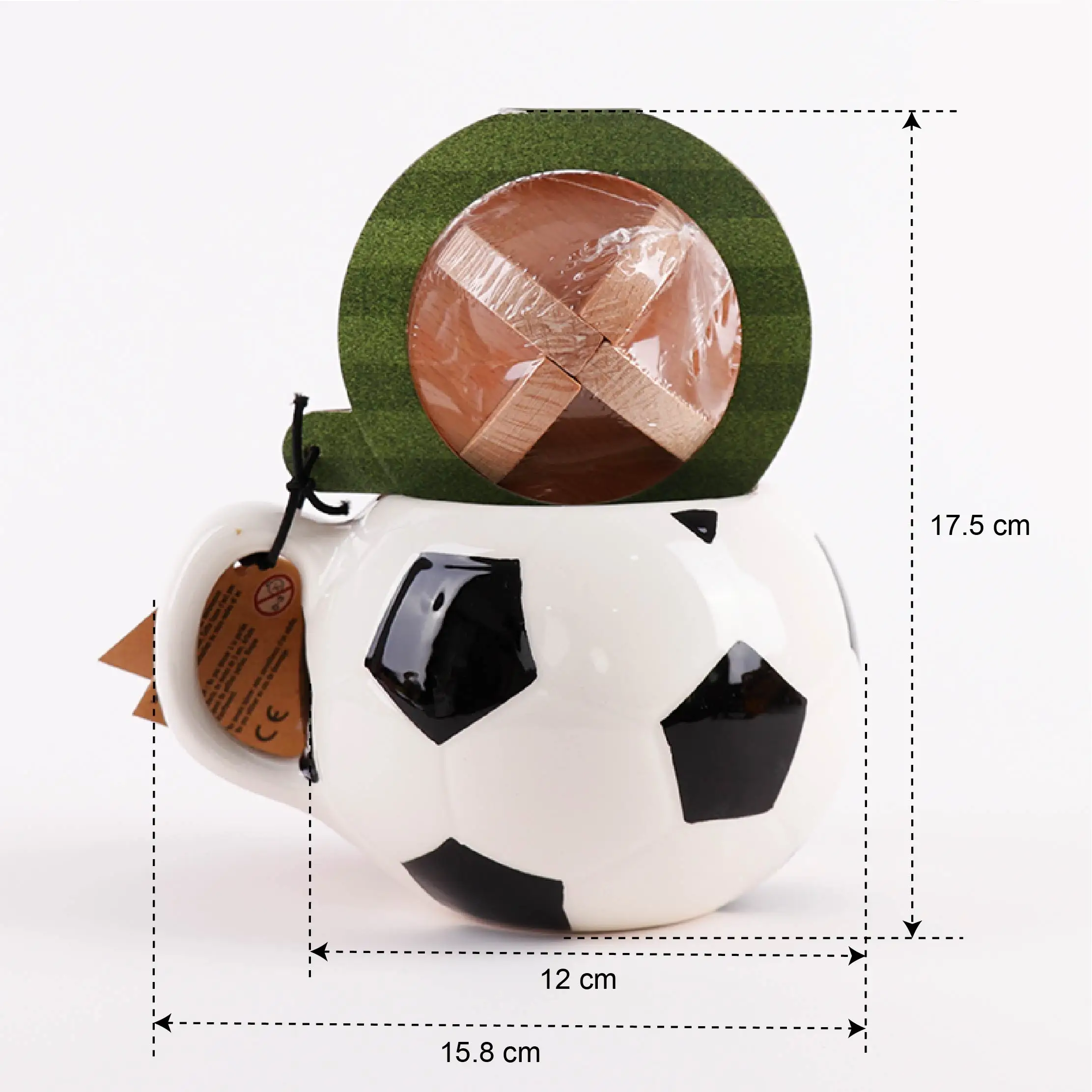 Oem Odm Novelty Gifts Custom Unique Puzzle & Football Mug Ceramic Coffee Cups Wooden Puzzle Sets For Kids & Soccer Lover