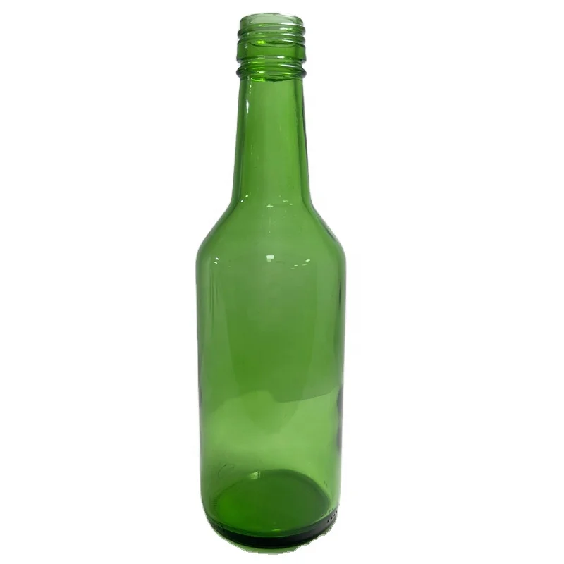Empty 12oz 360ml Green Beverage Wine Glass Soju Bottle With Aluminum Lid