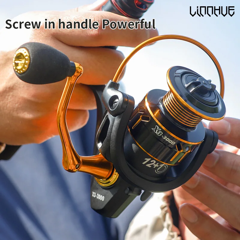 LINNHUE Spinning Reel X3 1000-7000 Metal Spool 5.0:1 4.7:1 Gear Ratio 8kg  Max Drag Interchangeable Eva Grip Light Weight Reel