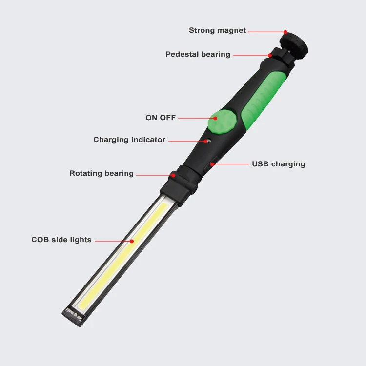 Outdoor portable working flashlight torch USB rechargeable working lights LED work light magnetic cob lam