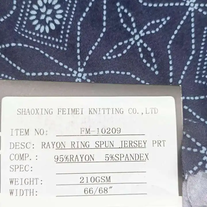 Fabric Wholesale Rayon Viscose Spandex Vortex Single Jersey Printed Knitted Fabrics Textile