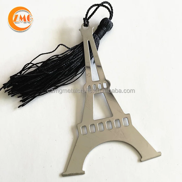 wholesale souvenir travel gifts fancy silver metal Eiffel Tower  bookmarks