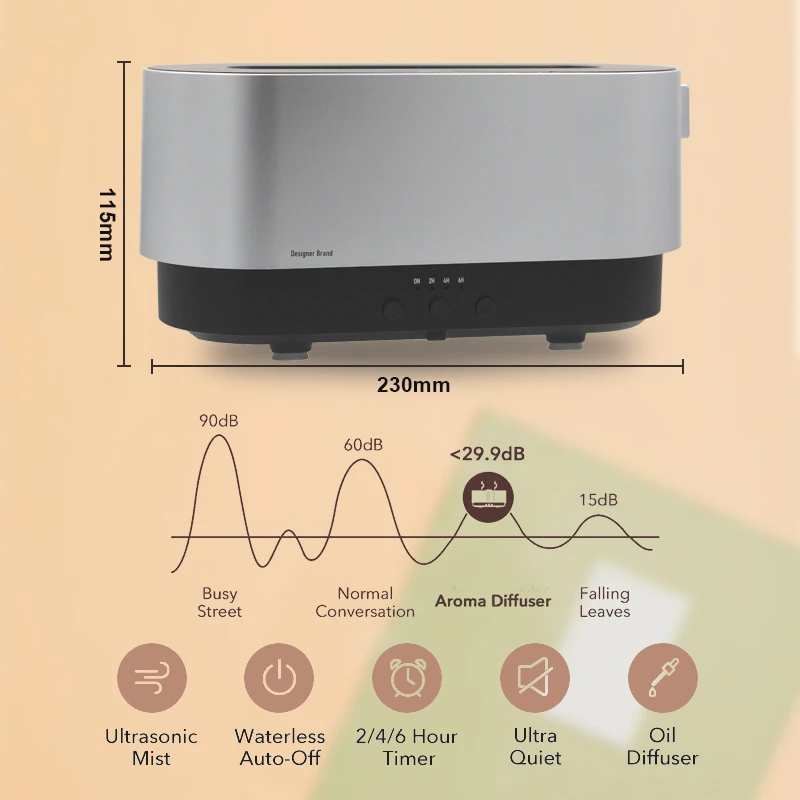 Ultrasonic air humidifier organic flame diffuser fragrance humidifier