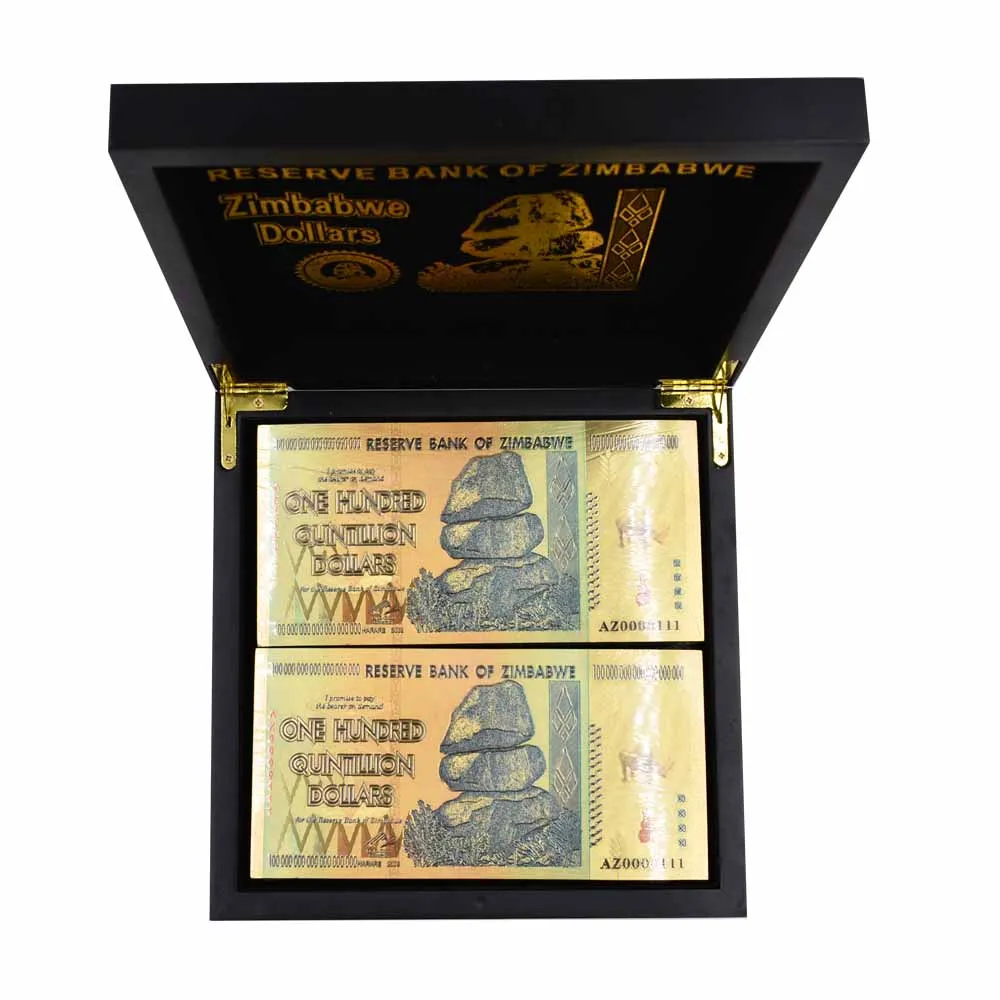 
Zimbabwe Paper Money Banknotes One Vicintillion Dollars Bill 24K Gold Banknote with UV Light for Souvenir and Collection Gifts 