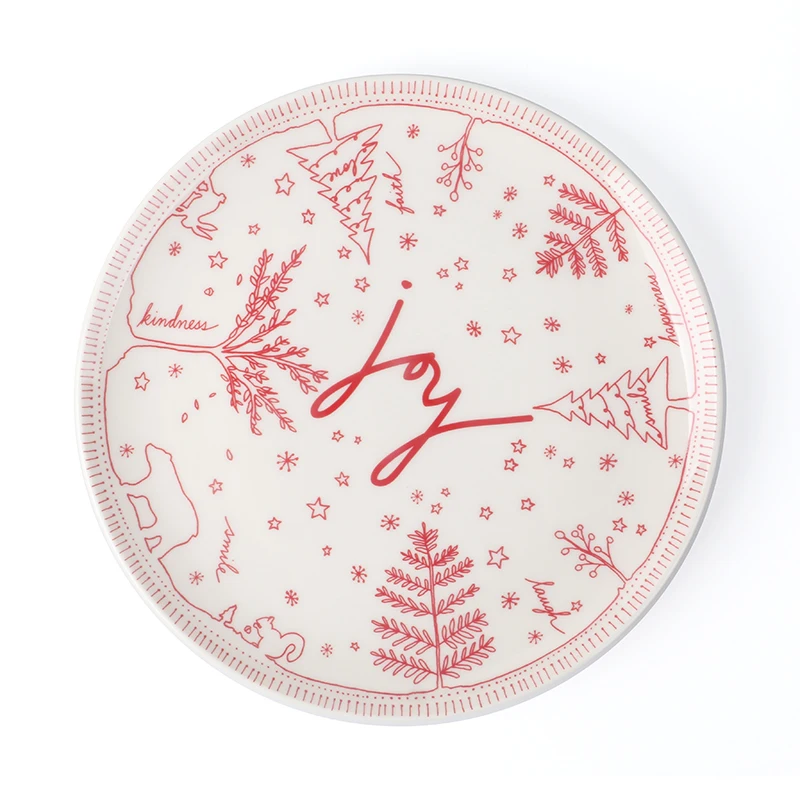 Wholesale Custom Printed Nordic Rustic Ceramic Round White Dinner Set Plate Porcelain White In Bulk